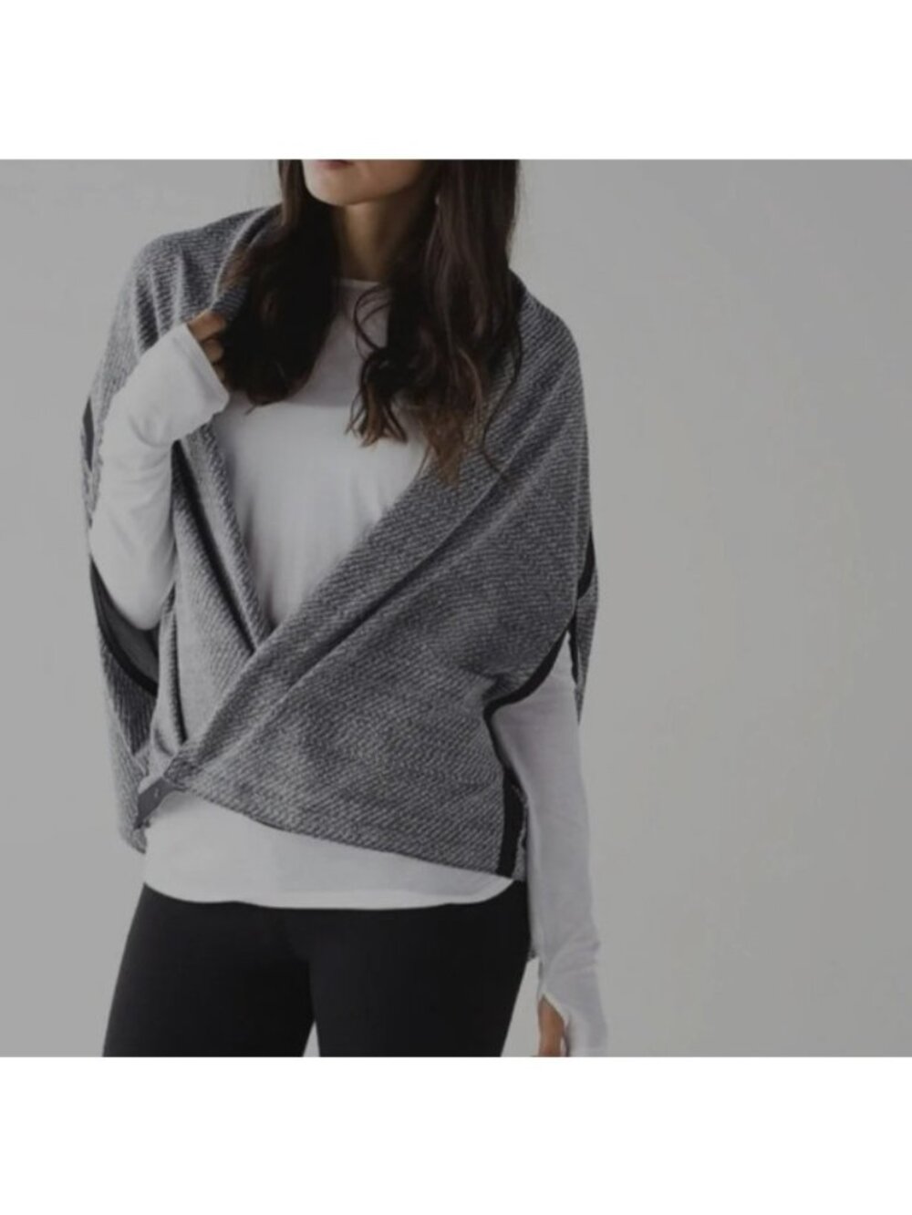 Lululemon Vinyasa Wrap Gray Herringbone Multi Way Scarf, One Size